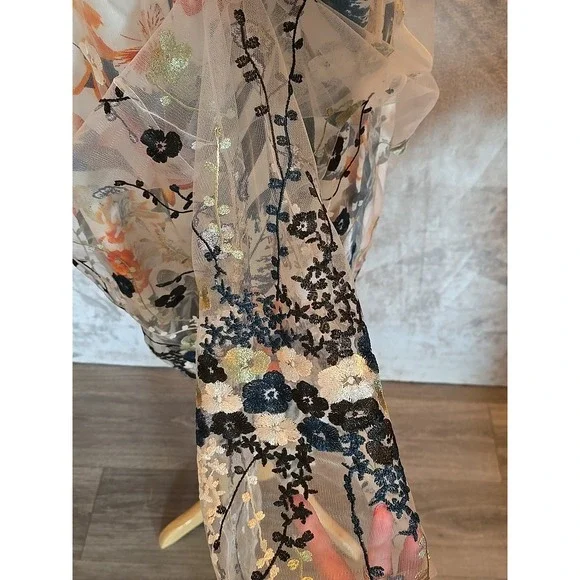 Catherines Floral Embroidered Mesh Maxi Dress 0X 14 16W - Picture 6 of 9